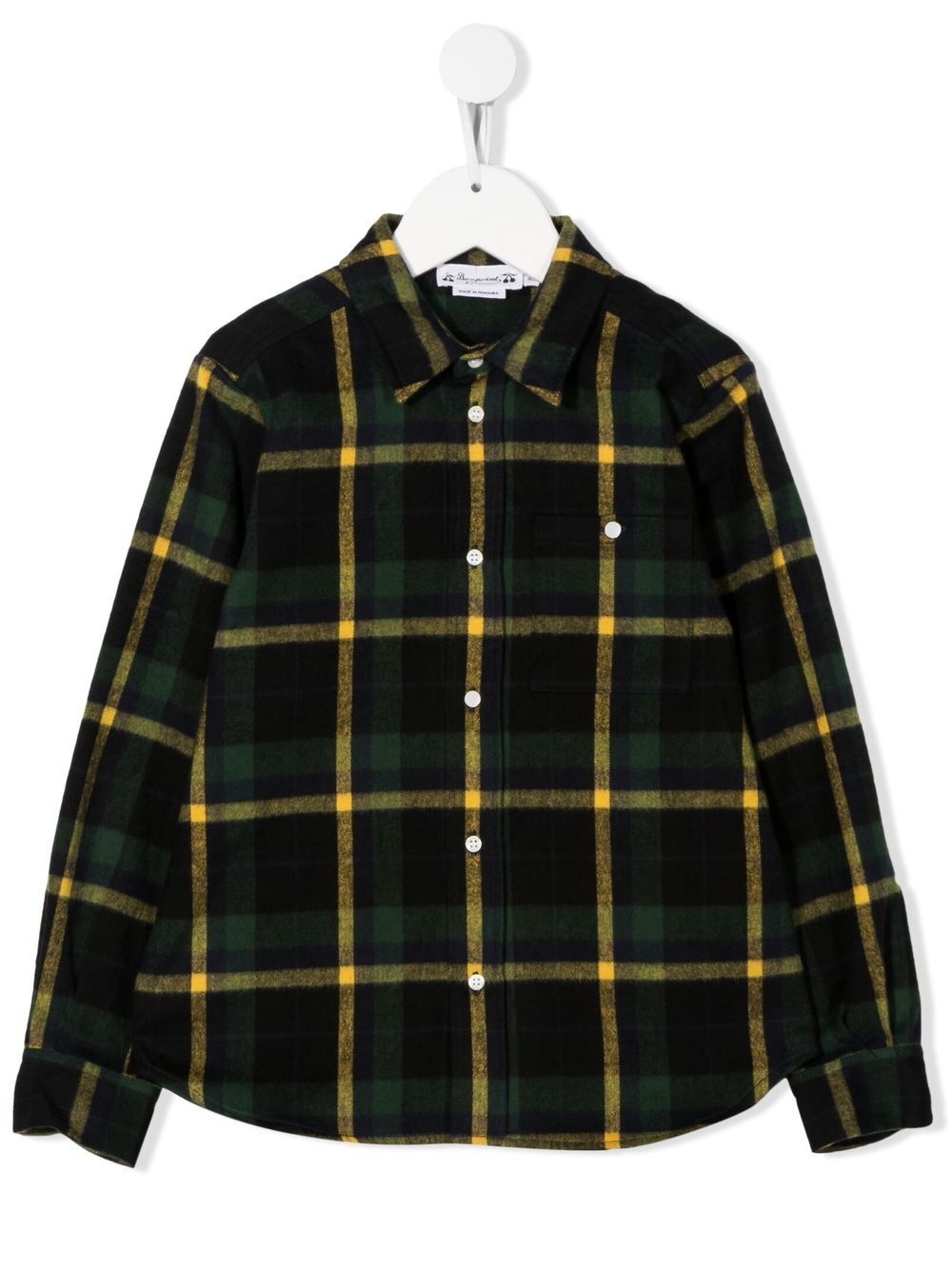 Bonpoint Checked Long-sleeve Shirt In Green