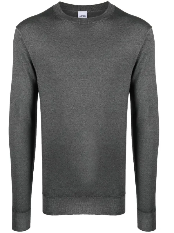 ASPESI Melange-effect Wool Sweater in Grey