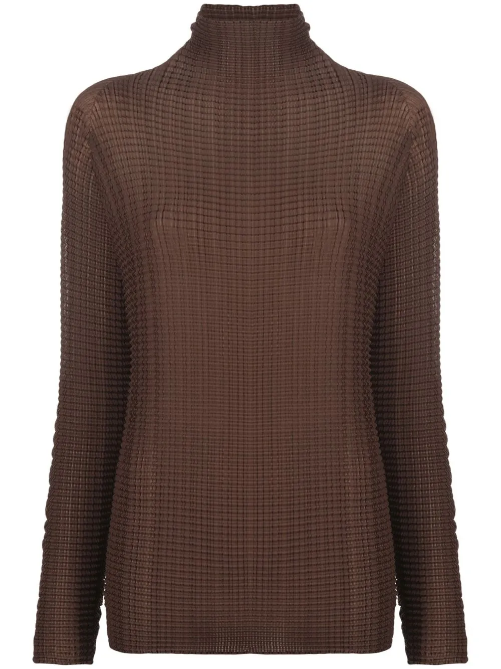 

Pleats Please Issey Miyake roll-neck long-sleeve T-shirt - Brown