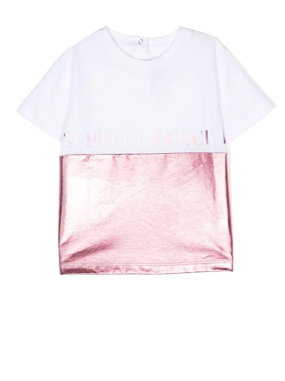 

PUCCI Junior metallic-panel logo-print T-shirt - White