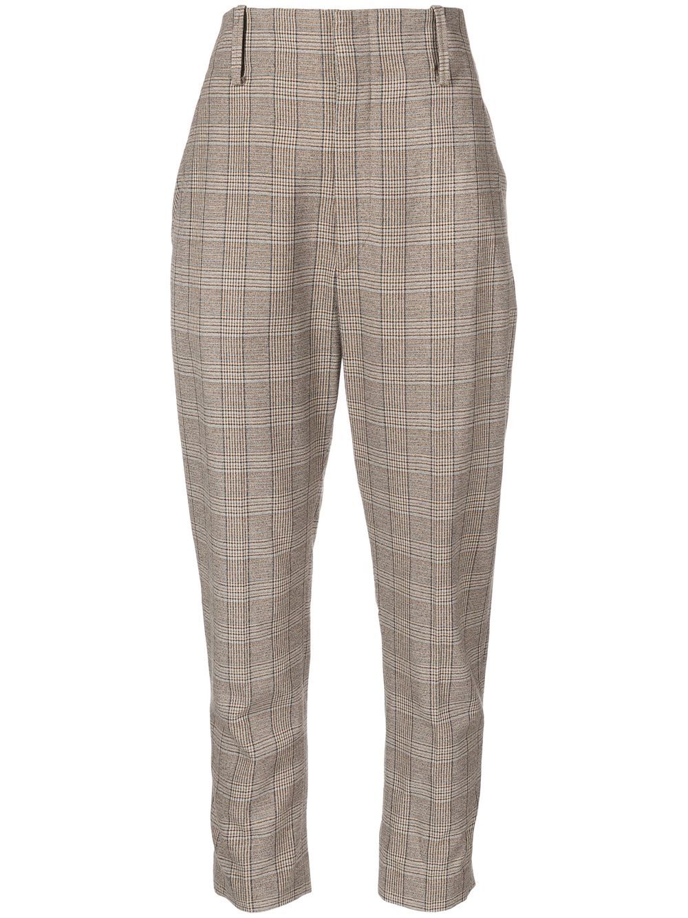 Isabel Marant check-print tapered trousers - Brown