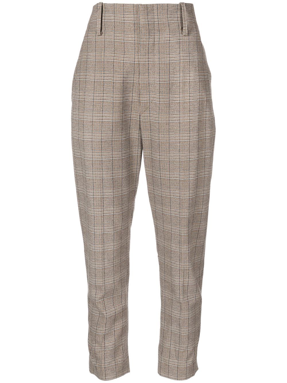 

Isabel Marant check-print tapered trousers - Brown