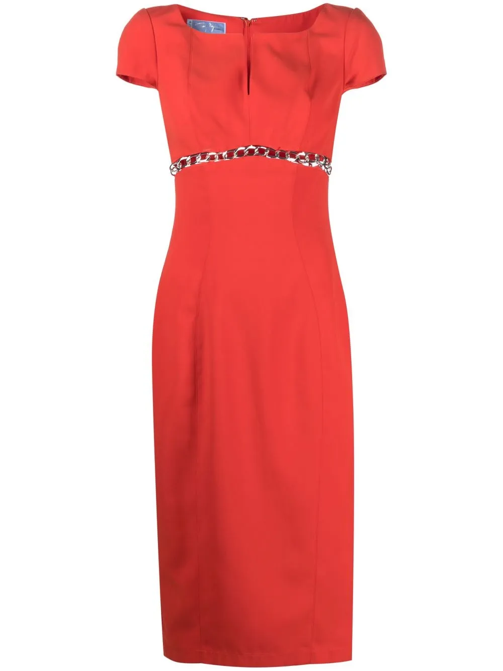 

Thierry Mugler Pre-Owned chain-detailed midi dress - Red