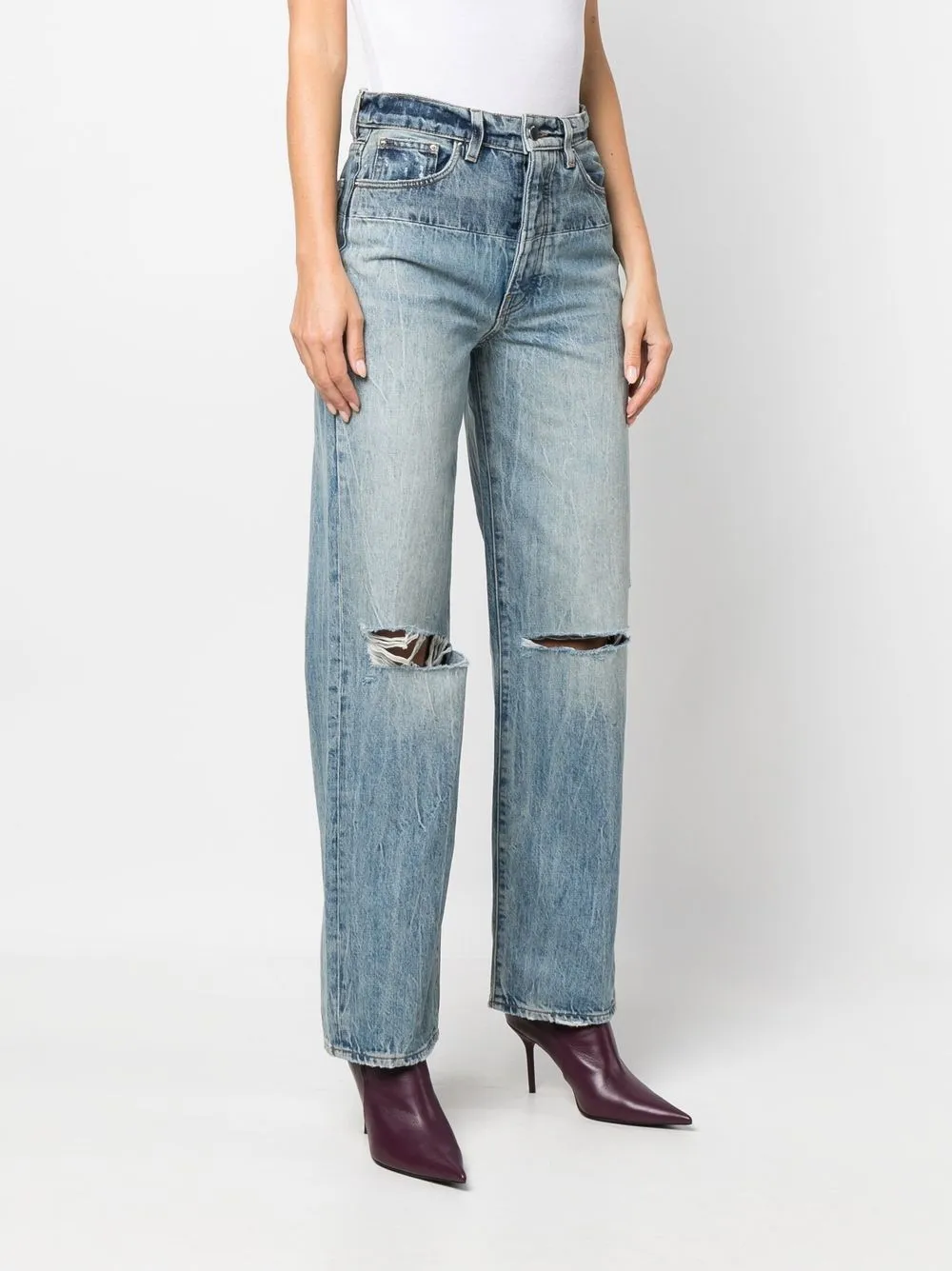  Amiri Vaqueros Anchos De Talle Alto - Azul 