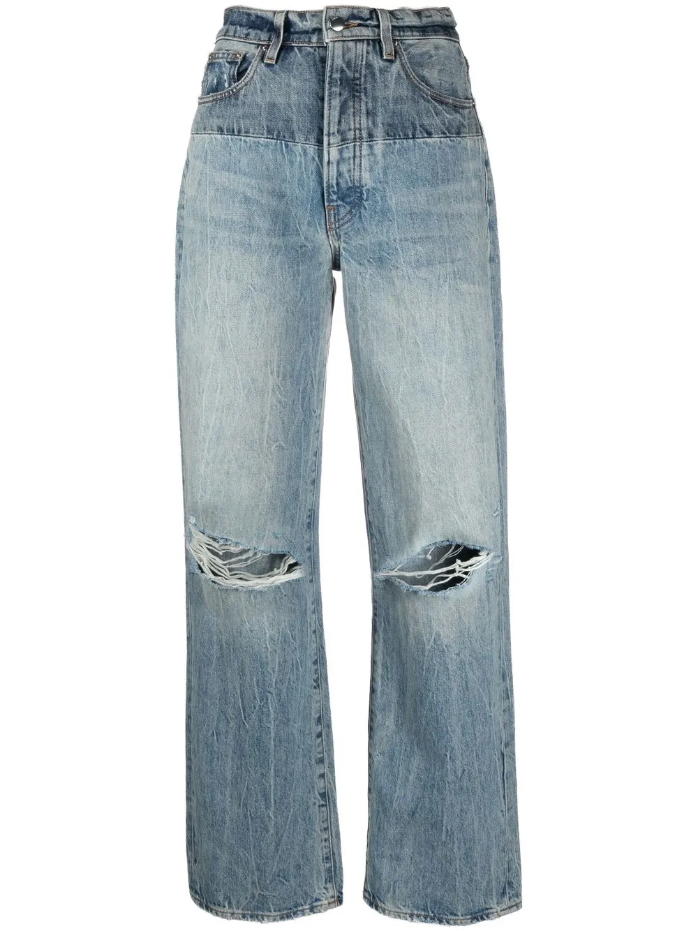 

AMIRI jeans anchos con tiro alto - Azul