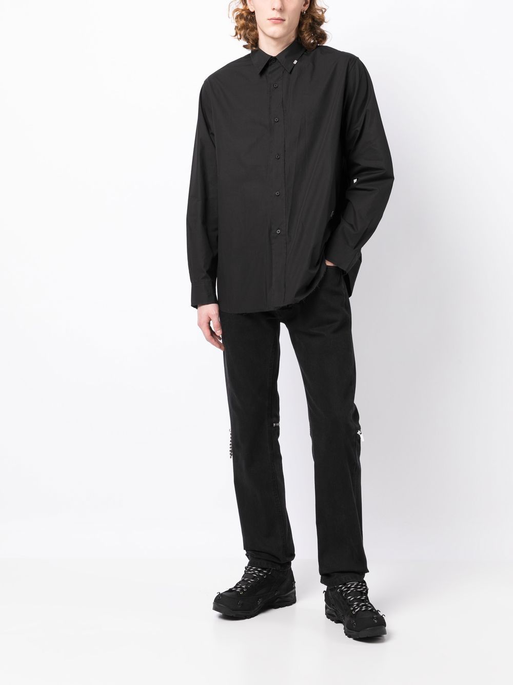 Shop C2h4 Raw-cut Hem Shirt In Black