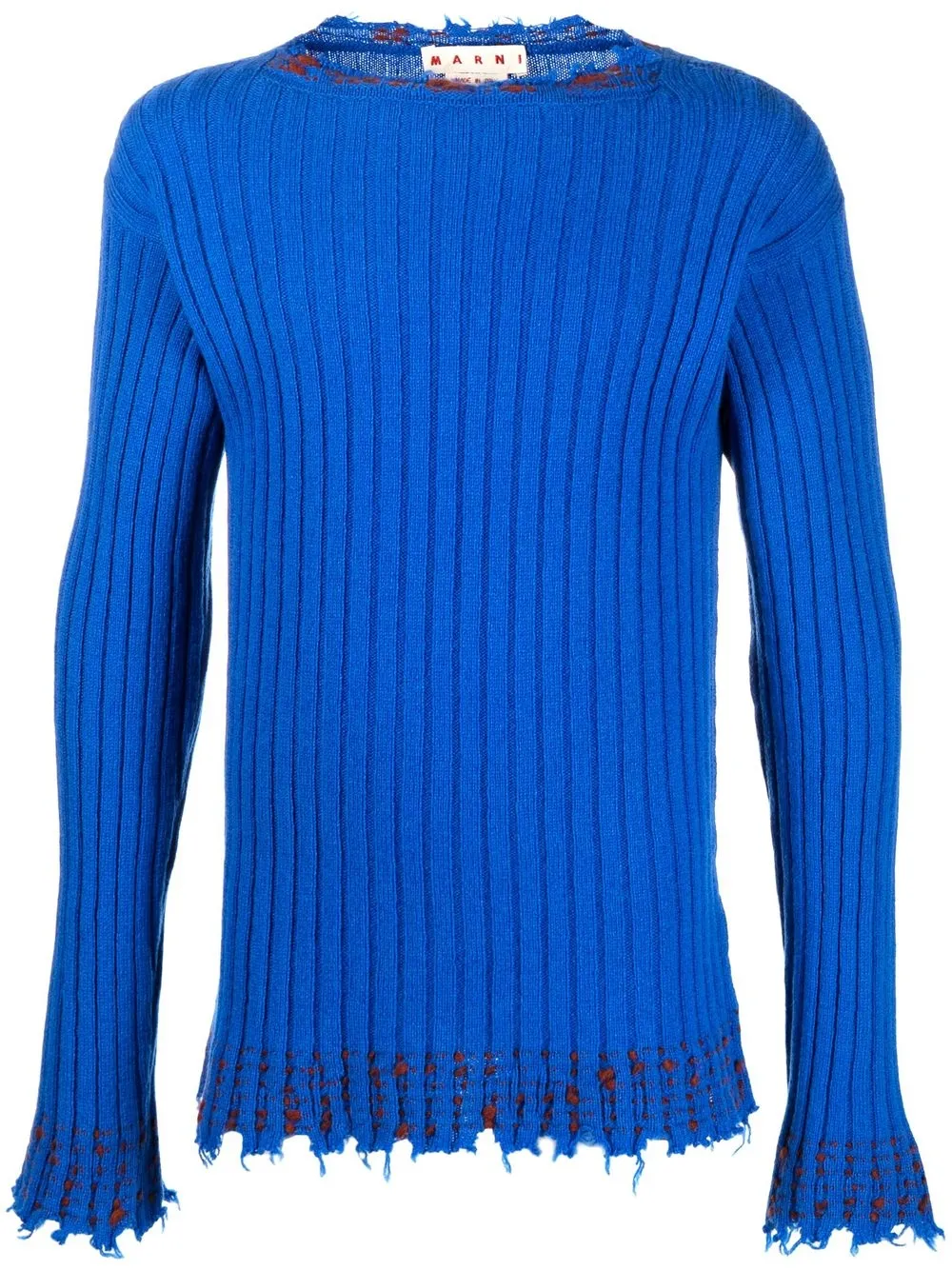 

Marni ribbed frayed-hem jumper - Blue