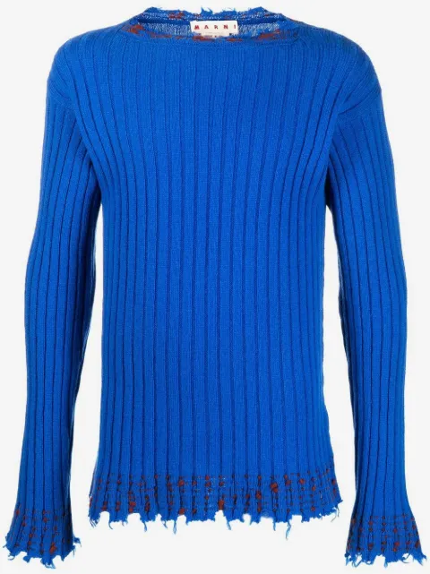 Marni ribbed frayed-hem jumper
