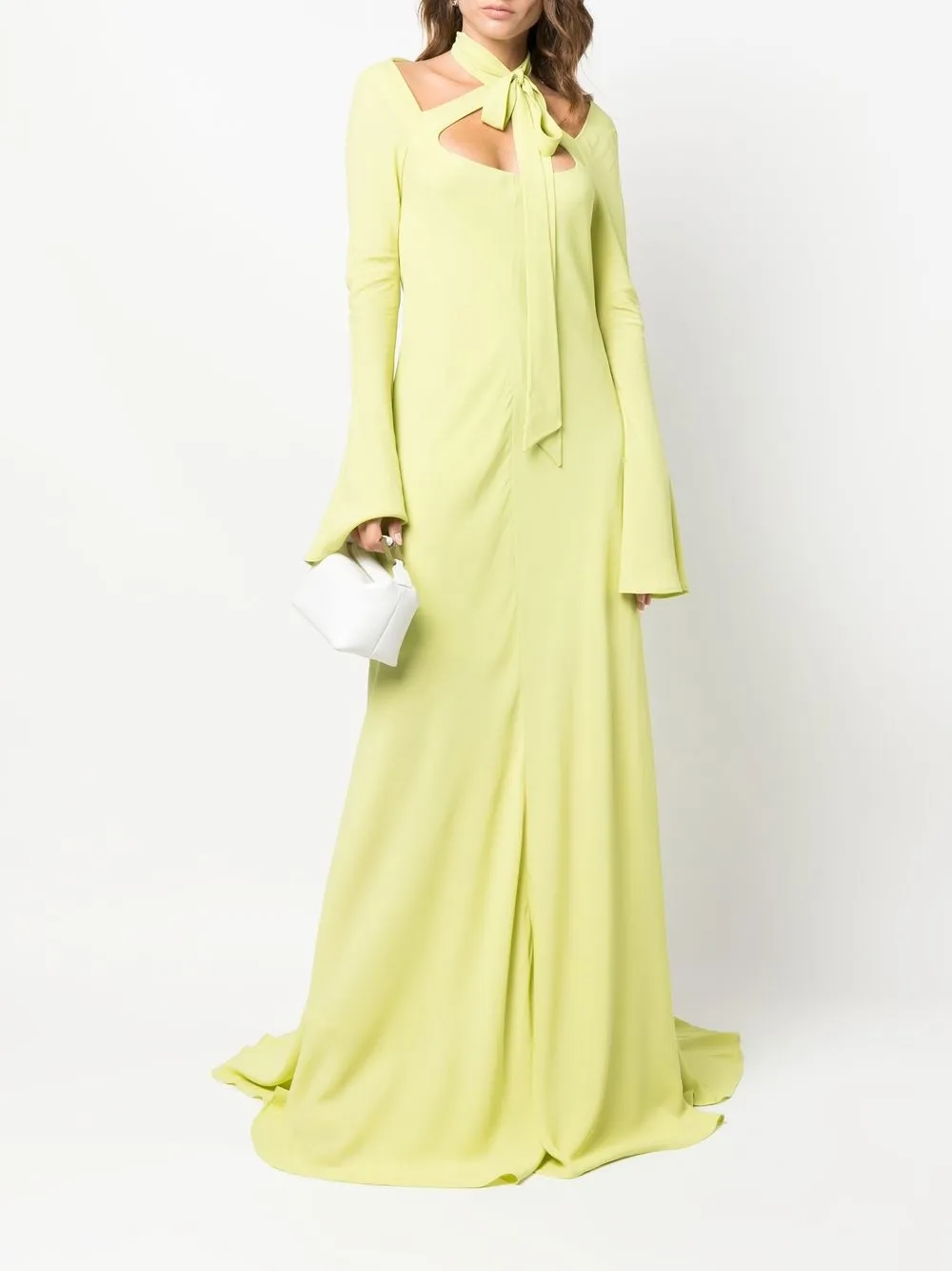 Shop Philosophy Di Lorenzo Serafini Self-tie Cut-out Floor-length Dress In Green