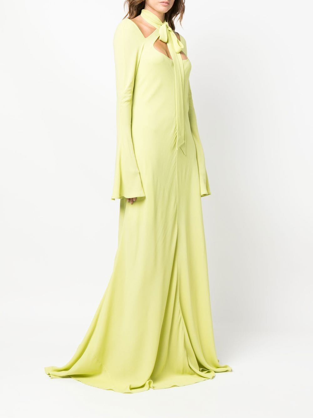 Shop Philosophy Di Lorenzo Serafini Self-tie Cut-out Floor-length Dress In Green