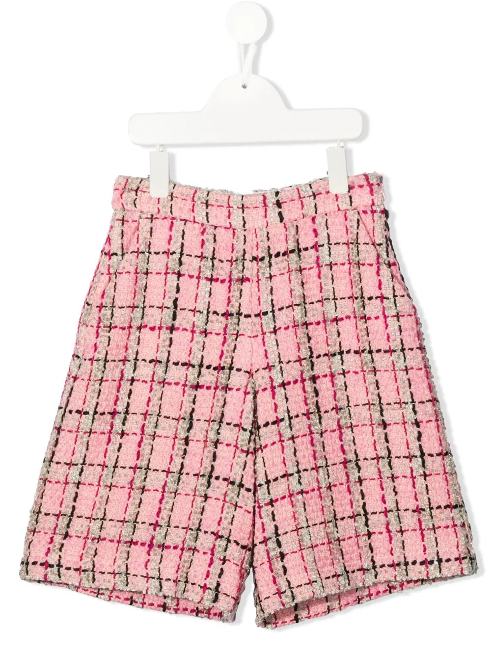 simonetta short en tweed à carreaux - rose