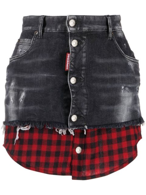 DSQUARED2 layered denim miniskirt Women