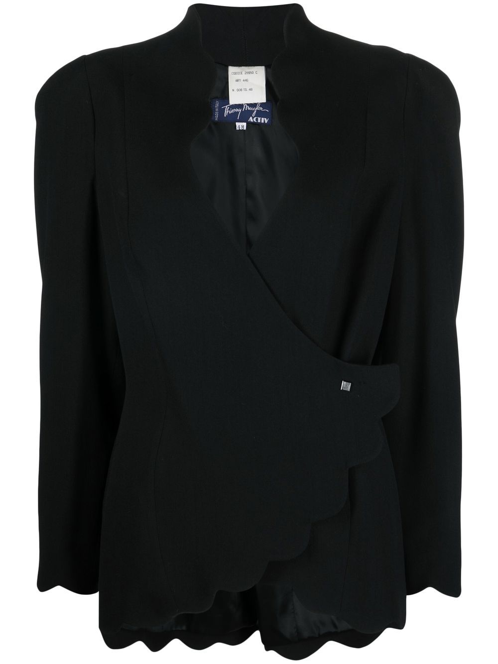 

Thierry Mugler Pre-Owned scalloped edges V-neck jacket - Black