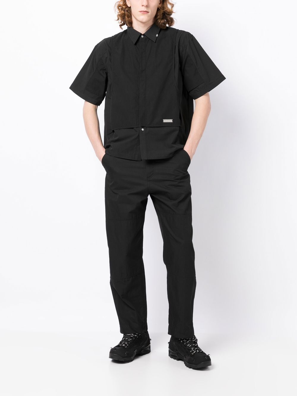 Shop C2h4 Intervein Short-sleeved Shirt In Black