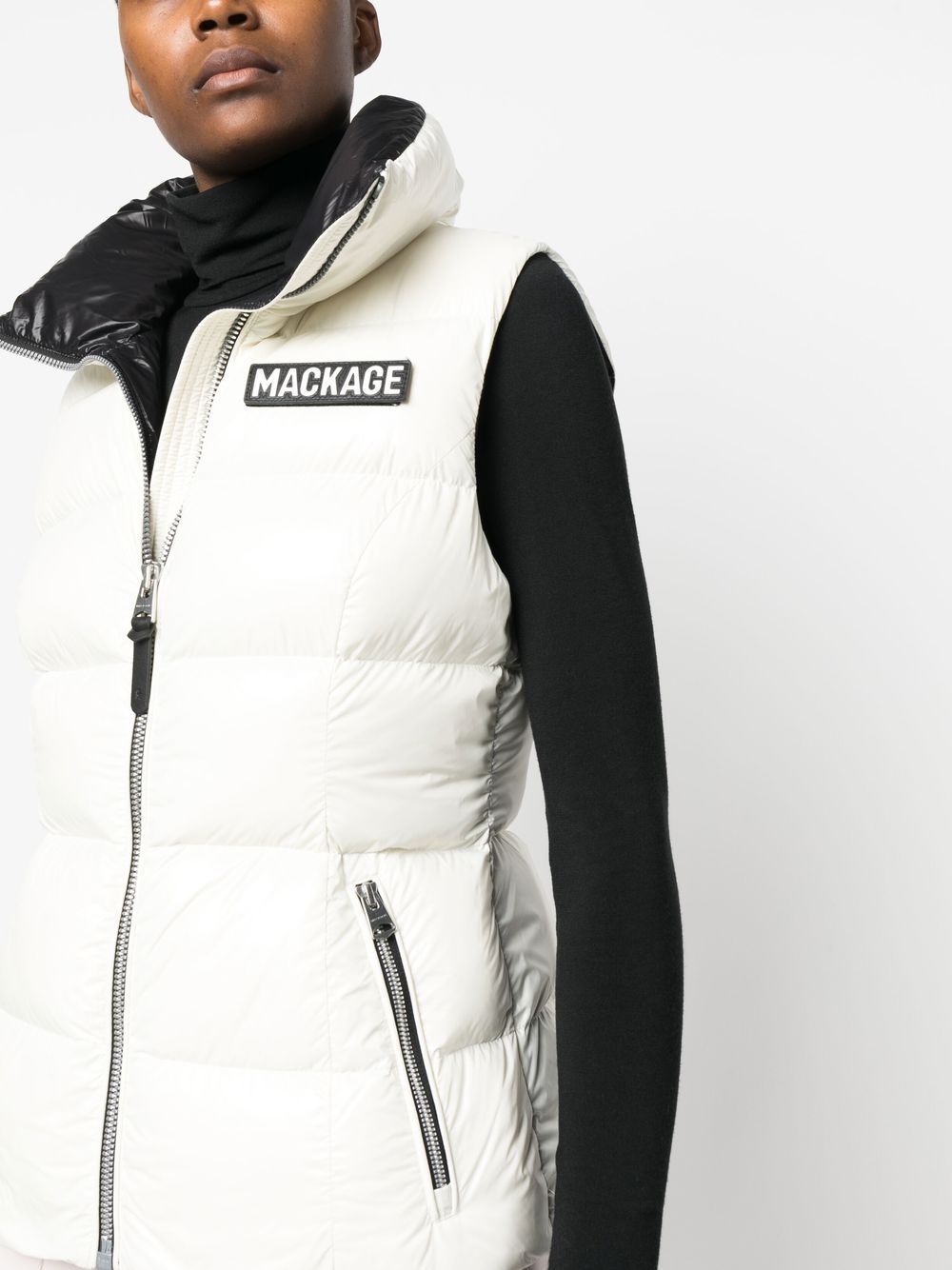 Shop Mackage Logo-patch Padded Gilet In Nude