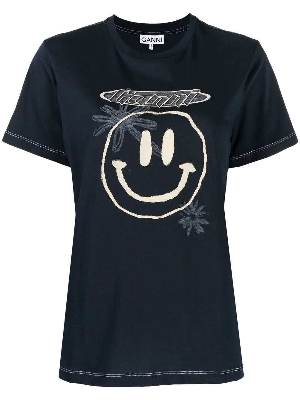 

GANNI playera con estampado Smiley - Azul