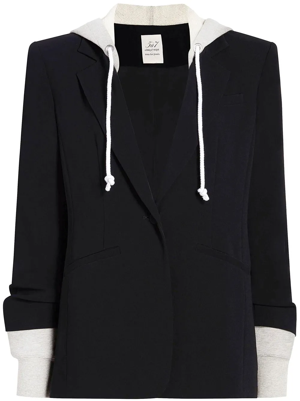 Shop Cinq À Sept Hooded Single-breasted Blazer In Black