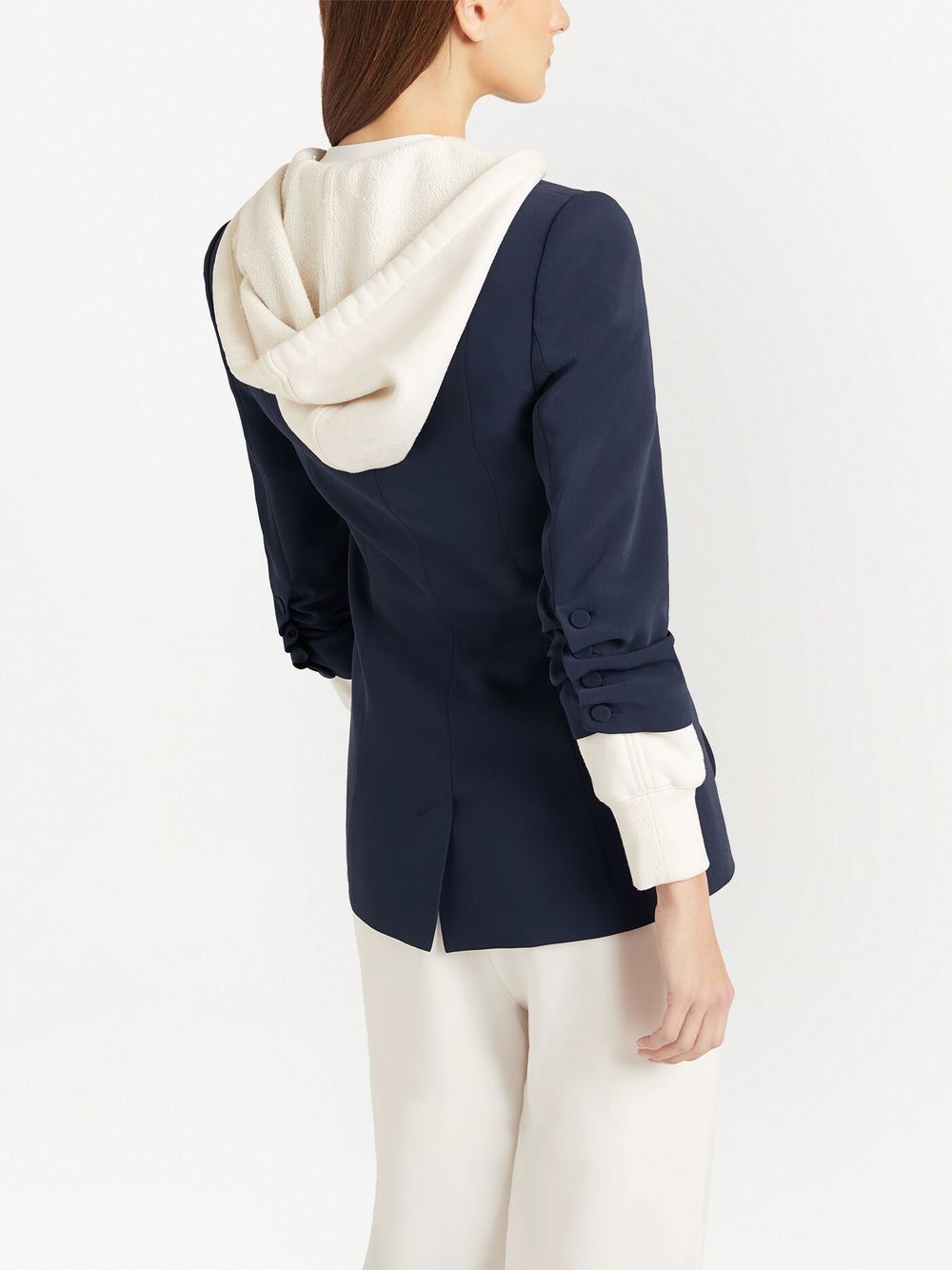 Shop Cinq À Sept Hooded Single-breasted Blazer In Blue