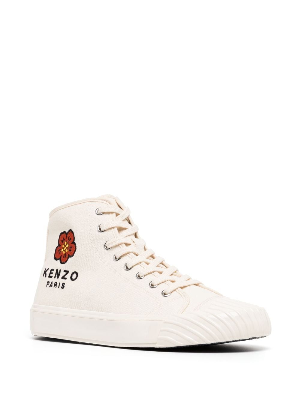 Shop Kenzo Logo-embroidered High-top Sneakers In Nude