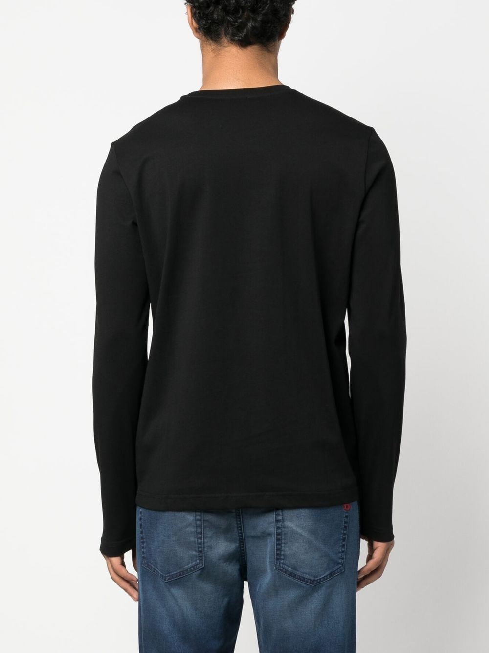 Shop Diesel T-diegor-ls-microdiv Cotton T-shirt In Black