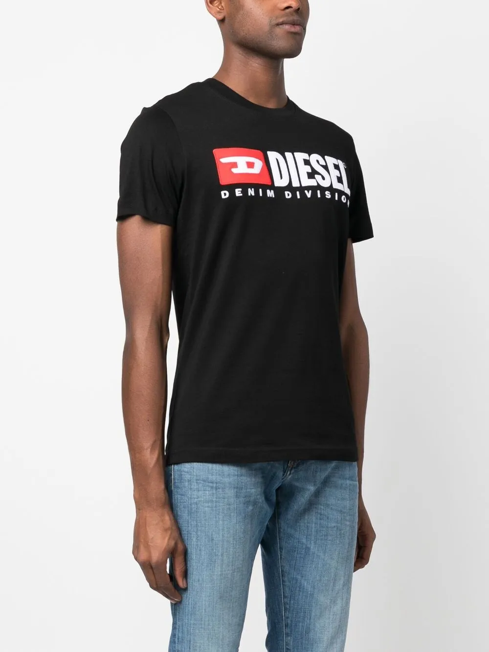 Shop Diesel T-diegor-div Logo-embroidered T-shirt In Black