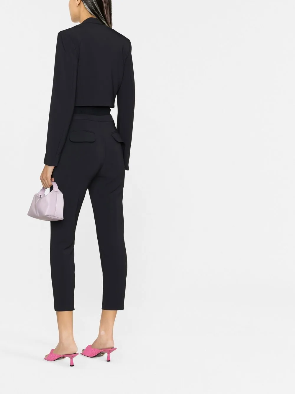 Elisabetta Franchi Cropped Tailored Blazer In Black