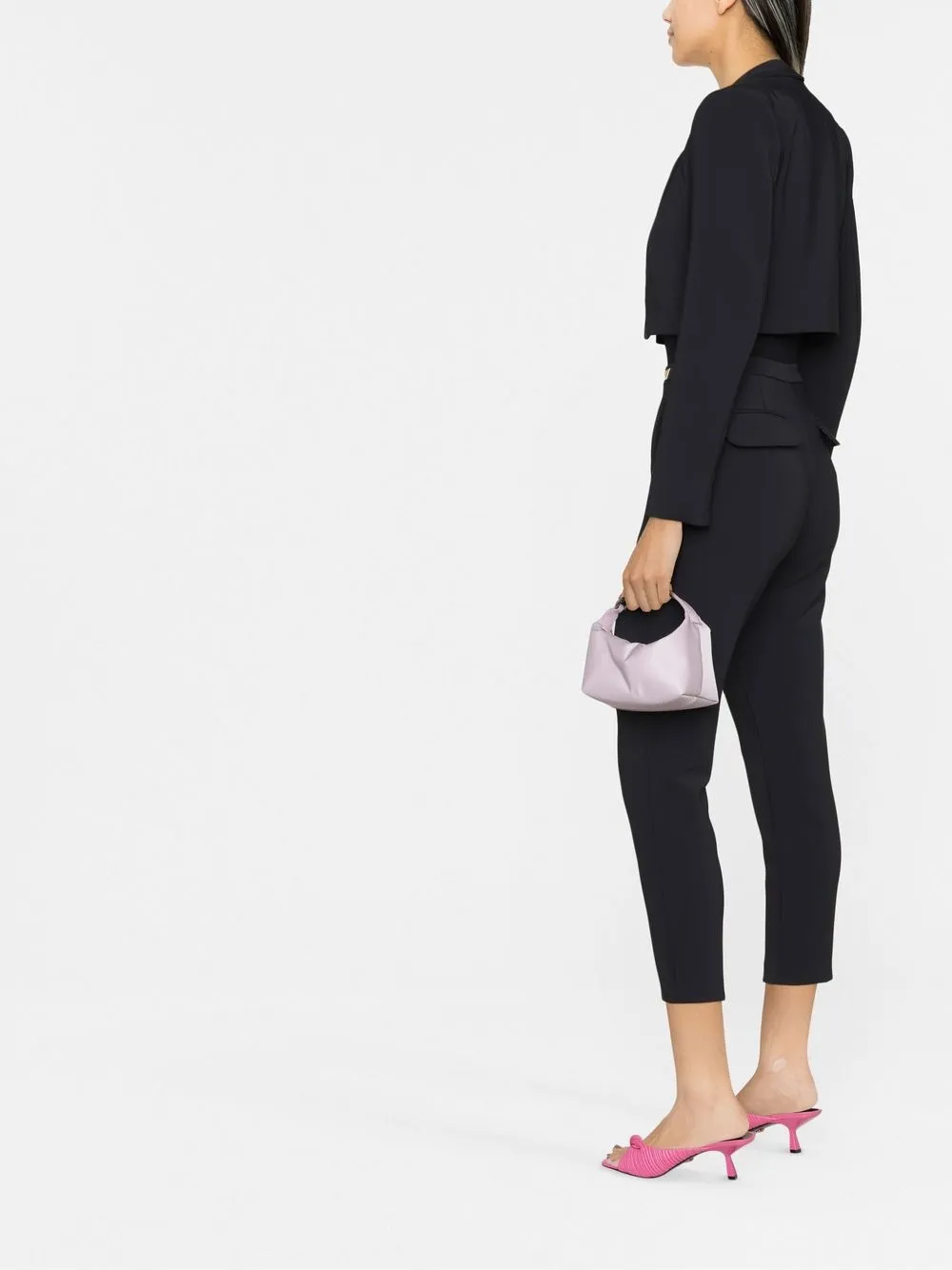 Elisabetta Franchi Cropped Tailored Blazer In Black