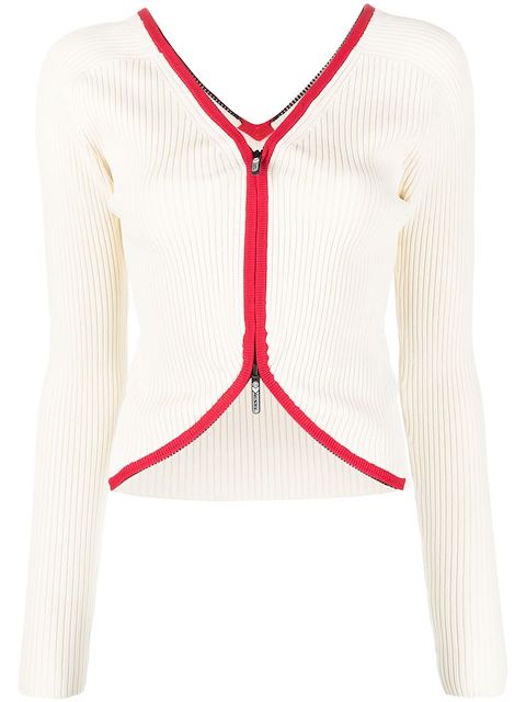 Diesel contrast-trim ribbed-knit cardigan