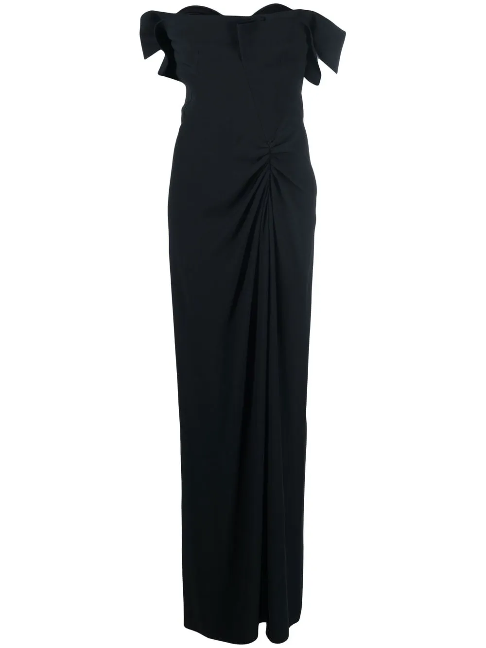 

Alexander McQueen vestido de fiesta fruncido con hombros descubiertos - Negro
