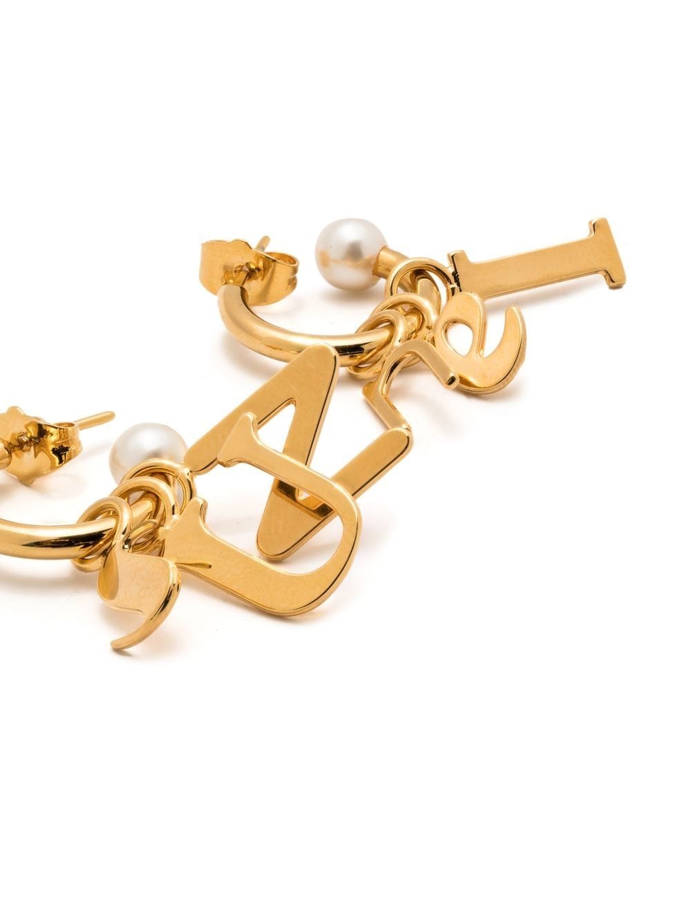 Shop Sunnei Letter-pendant Earrings In Gold