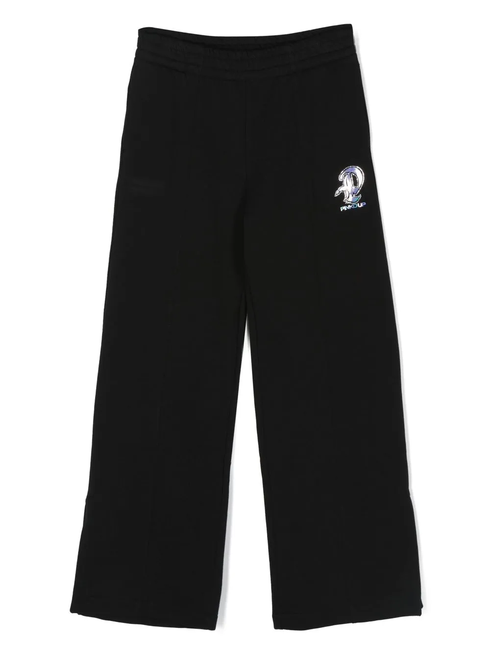 

Pinko Kids pantalones anchos con logo iridiscente - Negro