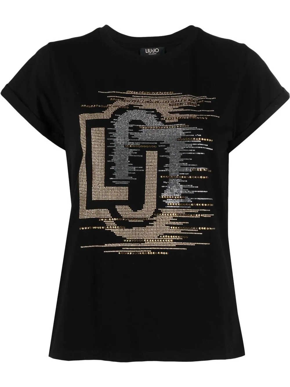 

LIU JO playera con logo en strass - Negro