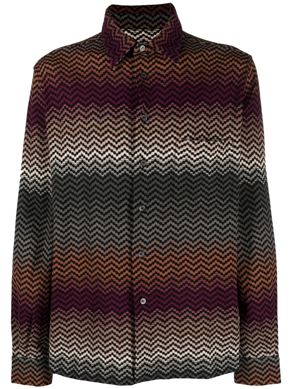 Missoni Zigzag-pattern Long-sleeved Shirt In Green