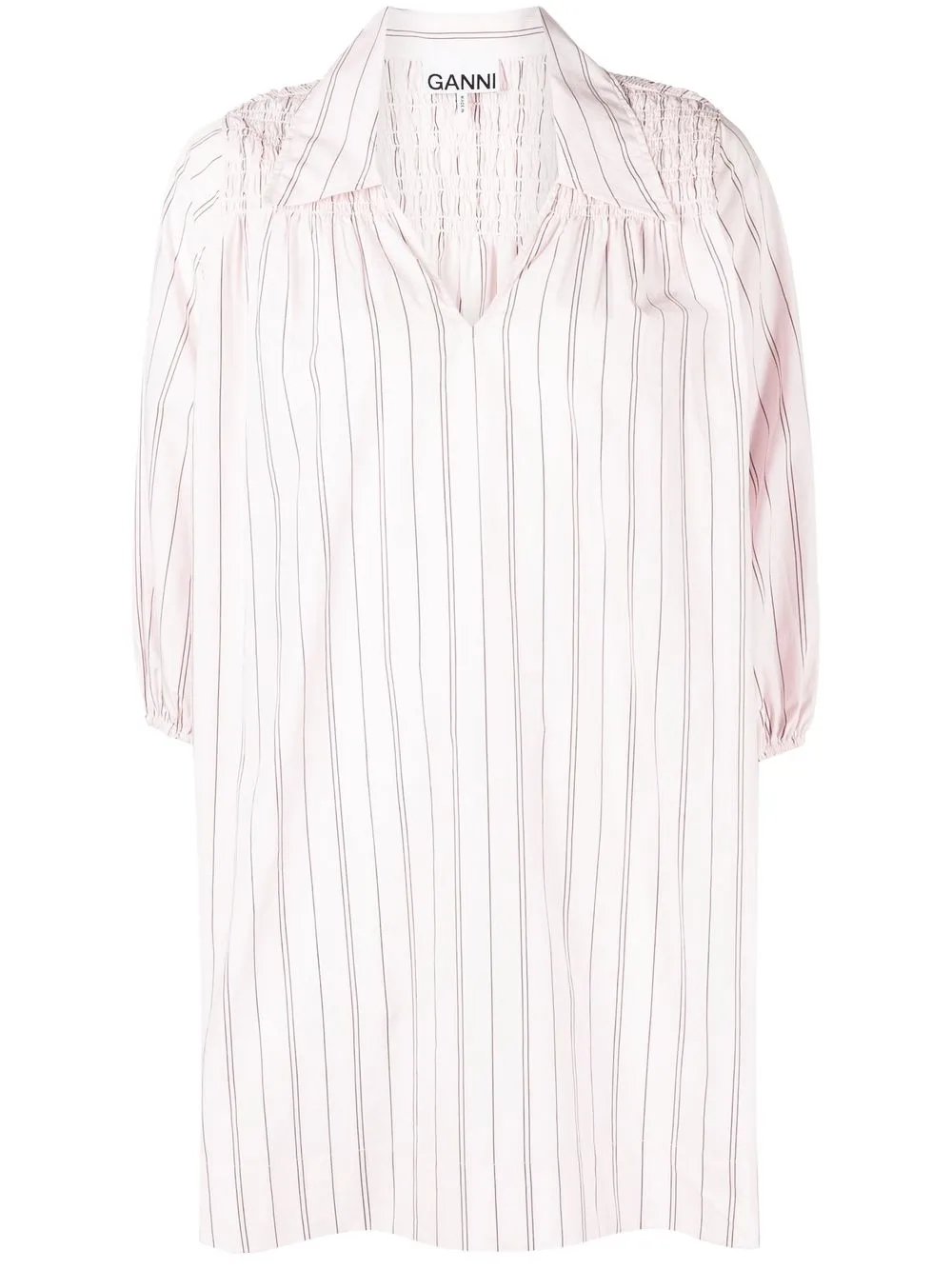 

GANNI Striped organic-cotton mini shirtdress - Pink