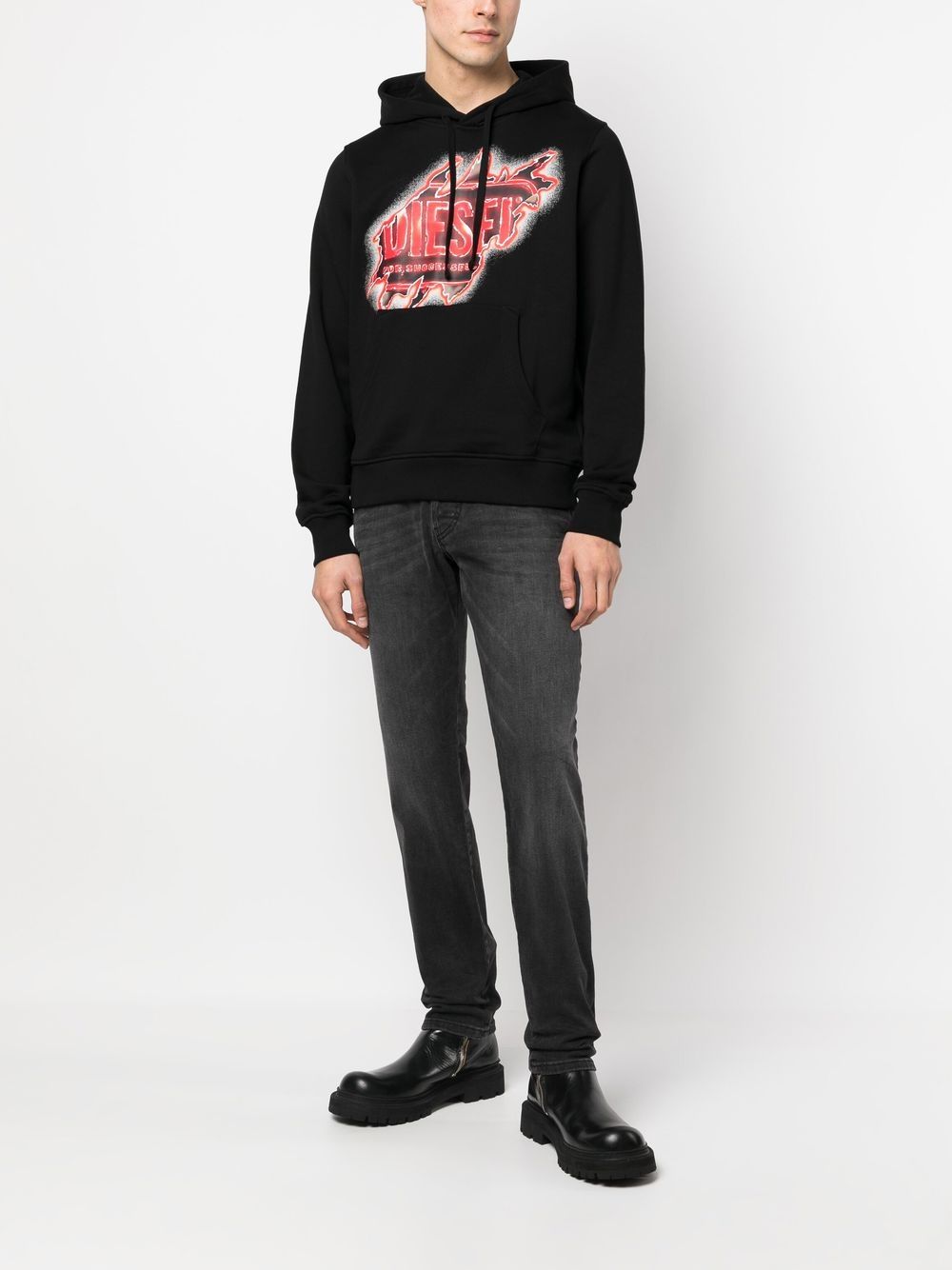 Diesel Hoodie met logoprint - Zwart