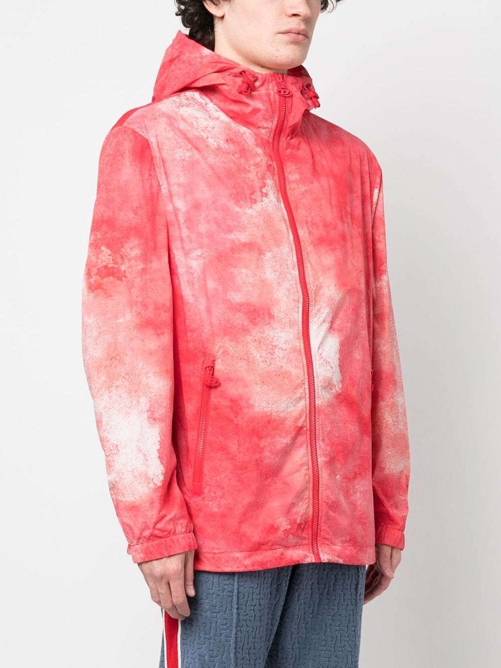 Shop Diesel J-warrett Watercolour-effect Jacket In Red