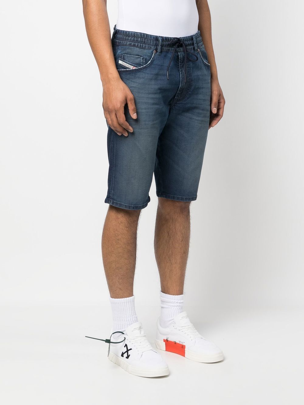 Shop Diesel D-krooley Drawstring-waist Denim Shorts In Blue