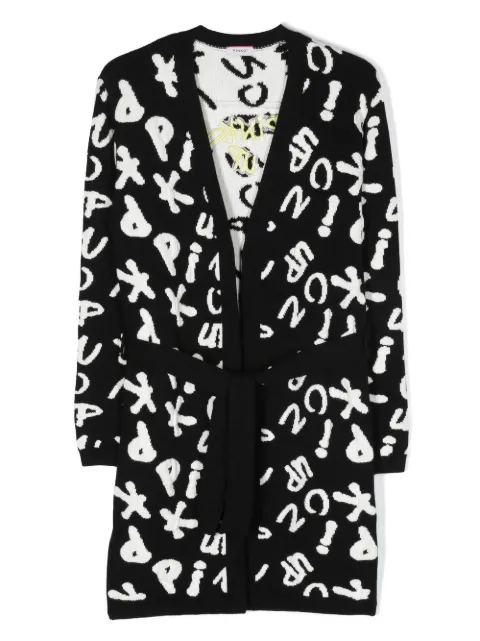 Pinko Kids intarsia-knit tie-waist cardigan