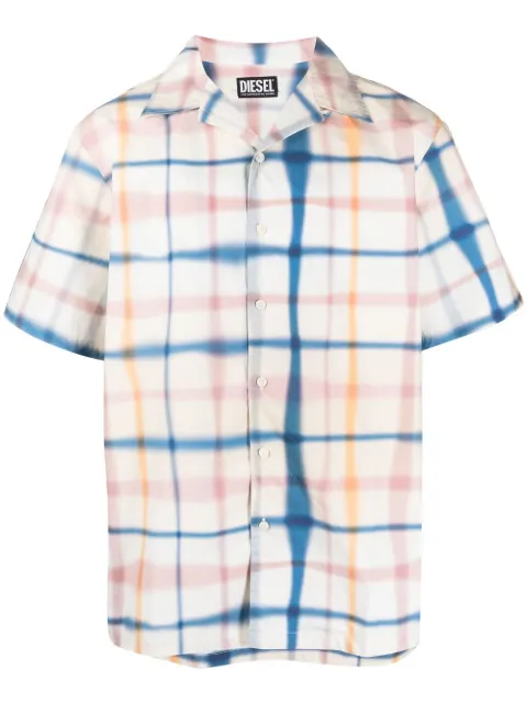 check-print short-sleeved shirt