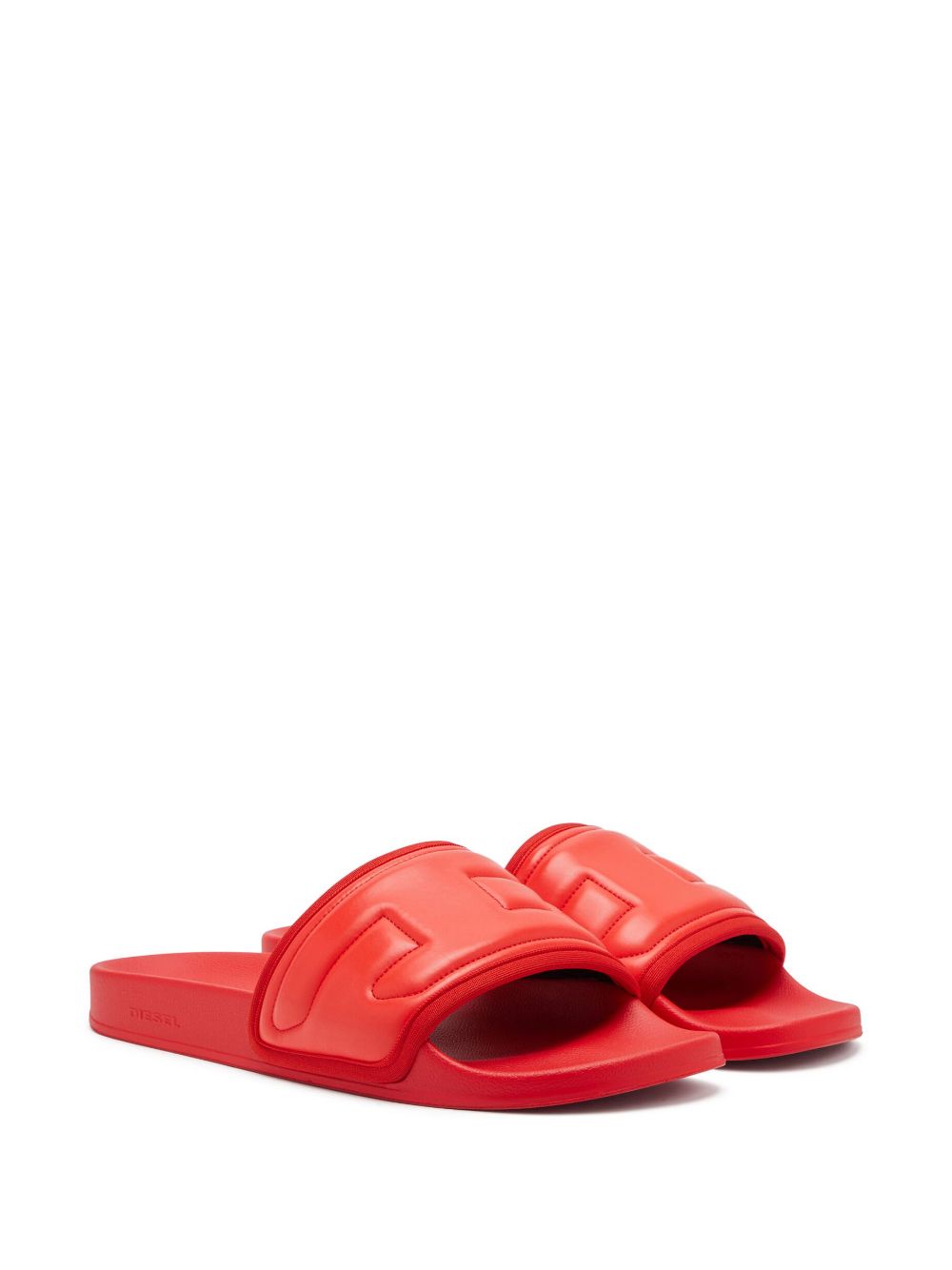 Diesel logo-embossed slides - Rood