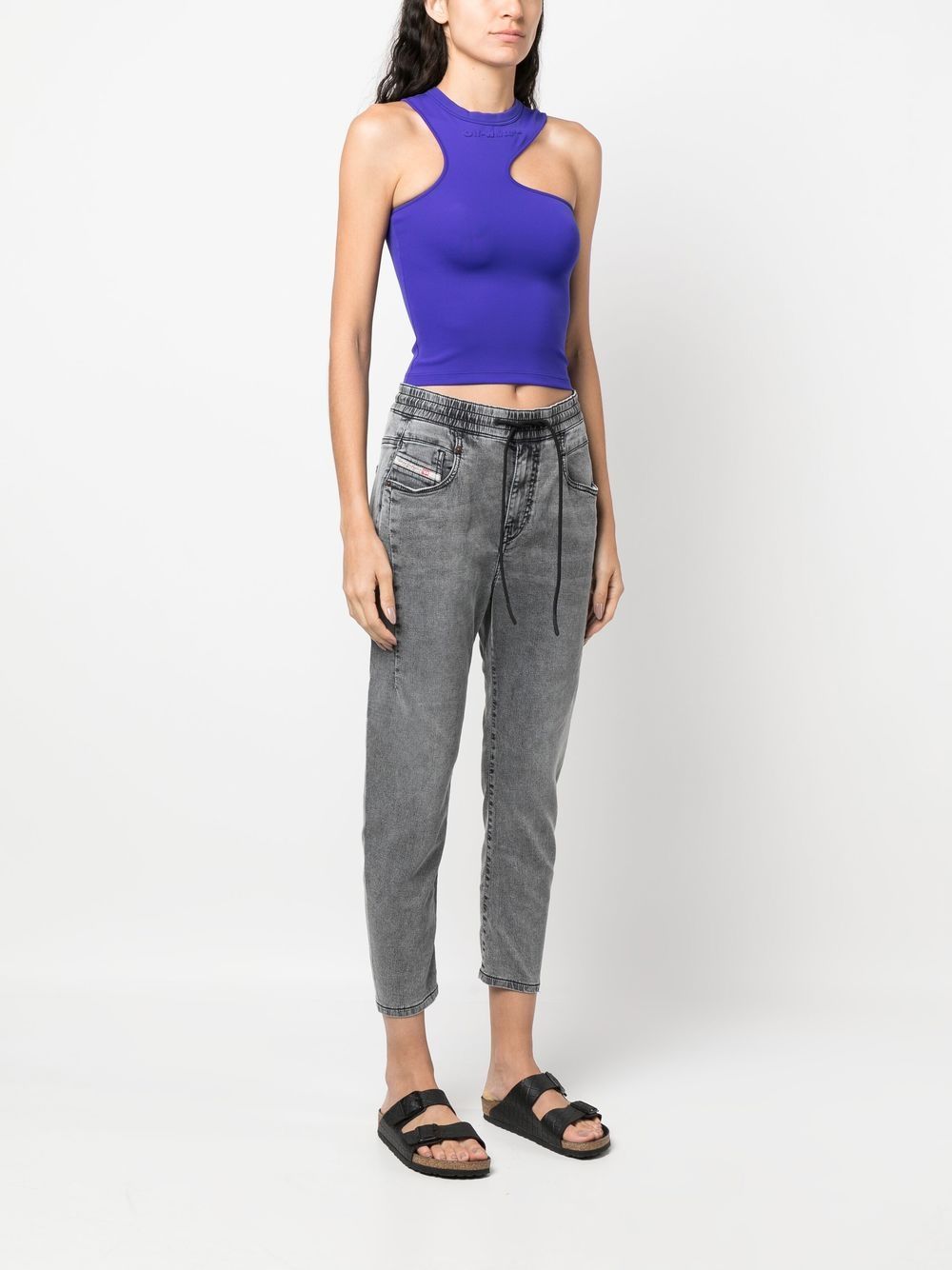 Shop Diesel Drawstring-waist Cropped Jeans In Grau