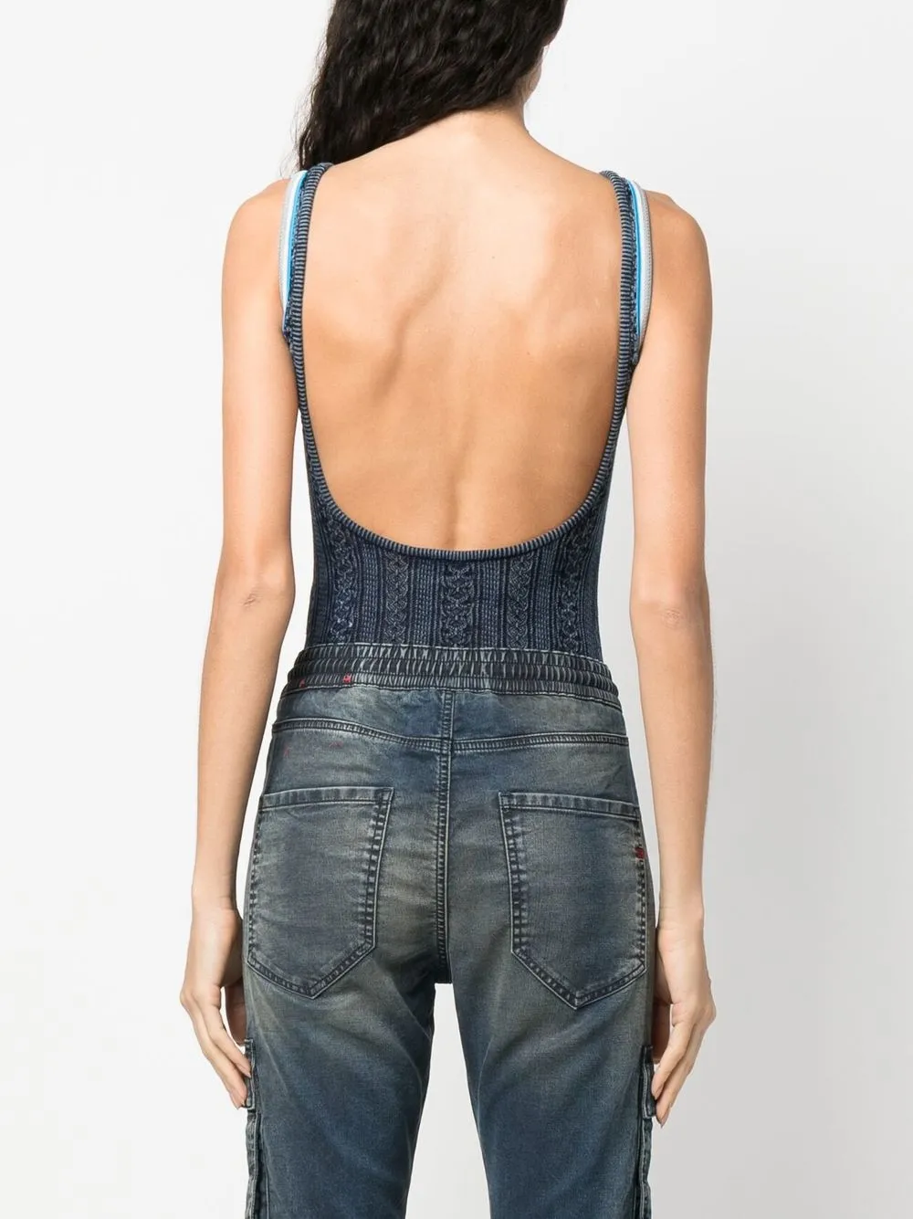 Diesel Cutoutlogo Knitted Body Top In Blue ModeSens