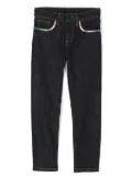 Palm Angels Kids stitched trim stretch jeans - Blue