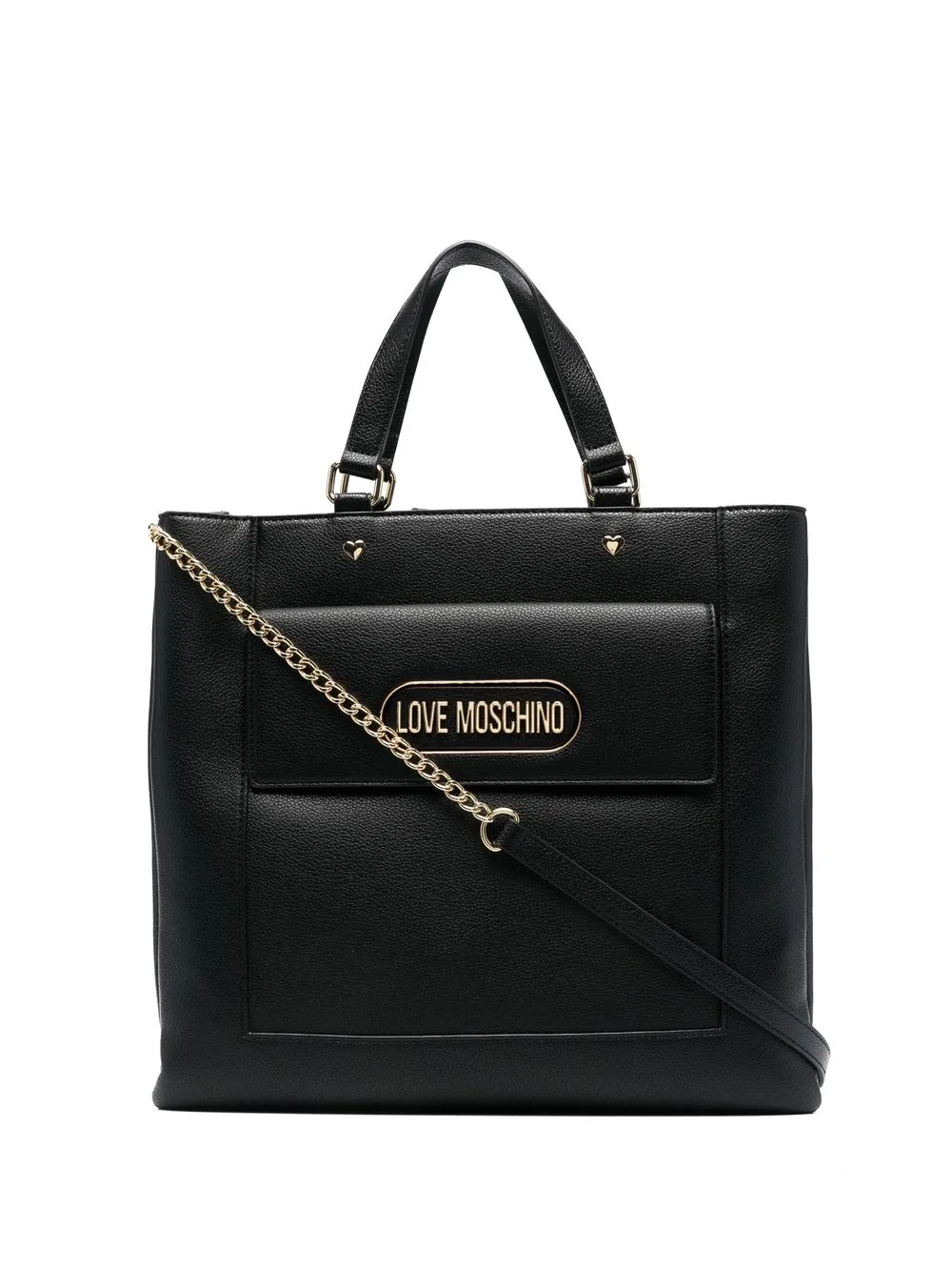 

Love Moschino tote con placa del logo - Negro