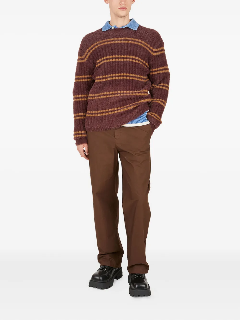 Jacquemus Pescadou striped ribbed sweater Bruin