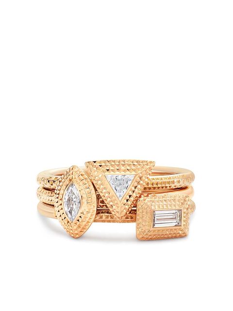De Beers Jewellers Talisman 18K玫瑰金钻石叠戴戒指