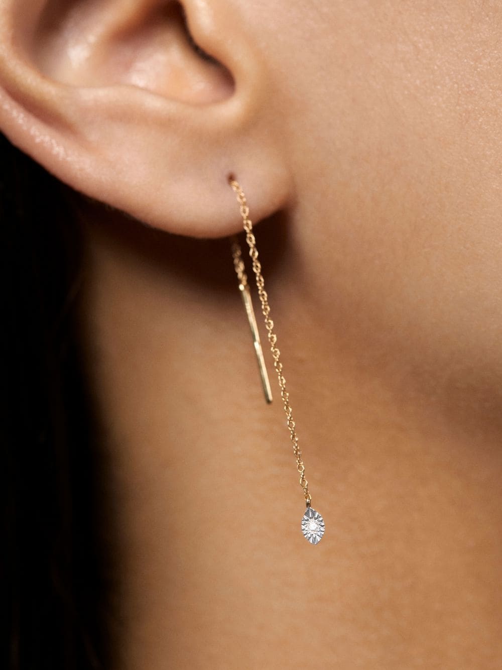 Image 2 of Monica Vinader 14kt yellow gold Threader diamond earring