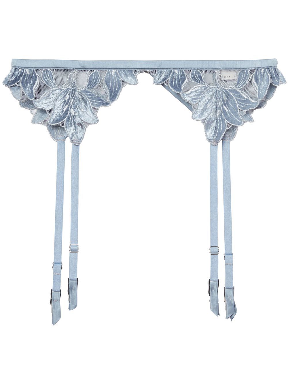 

Fleur Du Mal lily-embroidered garter belt - Blue