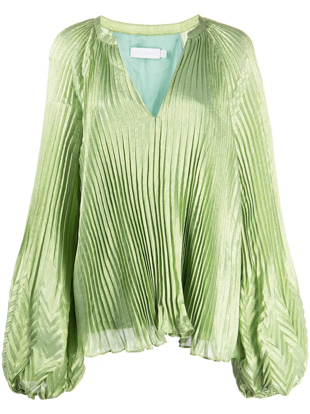 

Simkhai silk-blend V-neck pleated top - Green