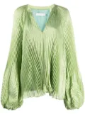 Simkhai silk-blend V-neck pleated top - Green